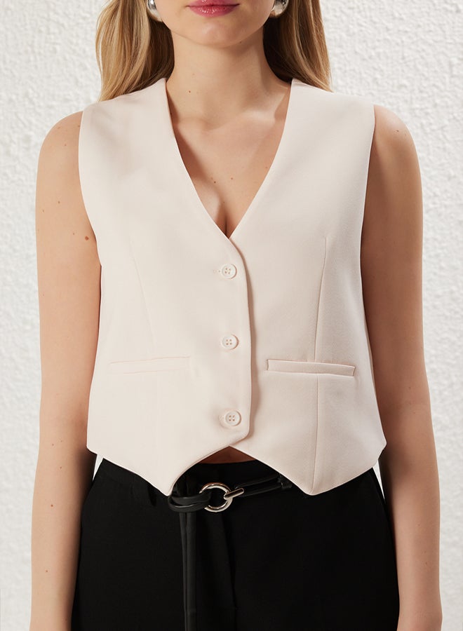 trendyol Light Pink Regular Crop Woven Vest  - Image 3