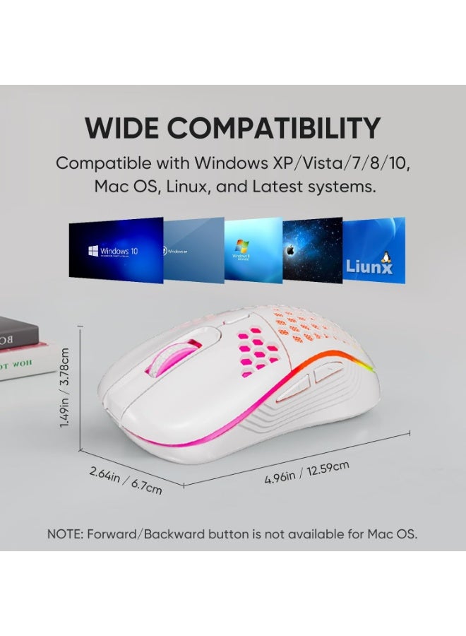 ﻿  الألعاب اللاسلكية الماوس Honeycomb 2.4G USB الماوس اللاسلكي RGB قابلة لإعادة الشحن لعبة الكمبيوتر الشخصي الفئران مع أضواء LED 7 ألوان، 3 DPI قابل للتعديل لأجهزة الكمبيوتر المكتبية ويندوز الكمبيوتر المحمول ﻿ ﻿ ﻿ ﻿ ﻿ ﻿ - Image 2
