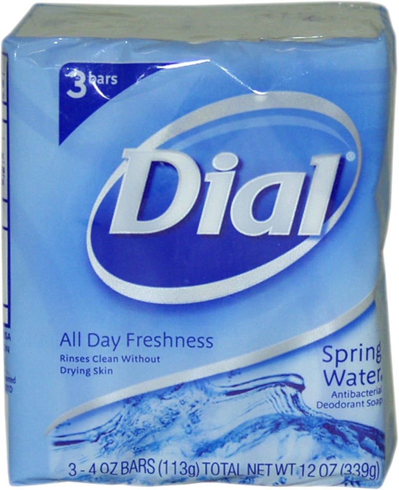 Dial Antibacterial Soap Bars, Spring Water - 4 oz Bars, Pack of 3