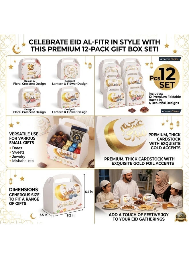 Ramadan Box,12Pcs Eid Gifts Boxes, Eid Mubarak Paper Gift Bag, Muslim Ramadan Favor Boxes Decorations Supplies for Home Durable Paper - Image 2