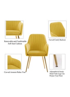 Mahmayi HYDC031G Velvet Dining Chair with Golden Metal Legs - Yellow (Pack of 2) - pzsku/Z33ED74EB04D023D85877Z/45/_/1696473562/6126cabd-3442-4766-a6ae-7611cb50941f