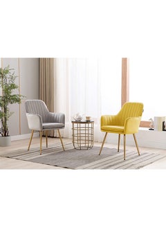 Mahmayi HYDC031G Velvet Dining Chair with Golden Metal Legs - Yellow (Pack of 2) - pzsku/Z33ED74EB04D023D85877Z/45/_/1696473566/b0e9f5c3-0384-42ca-85b5-24b70c0e8cb3