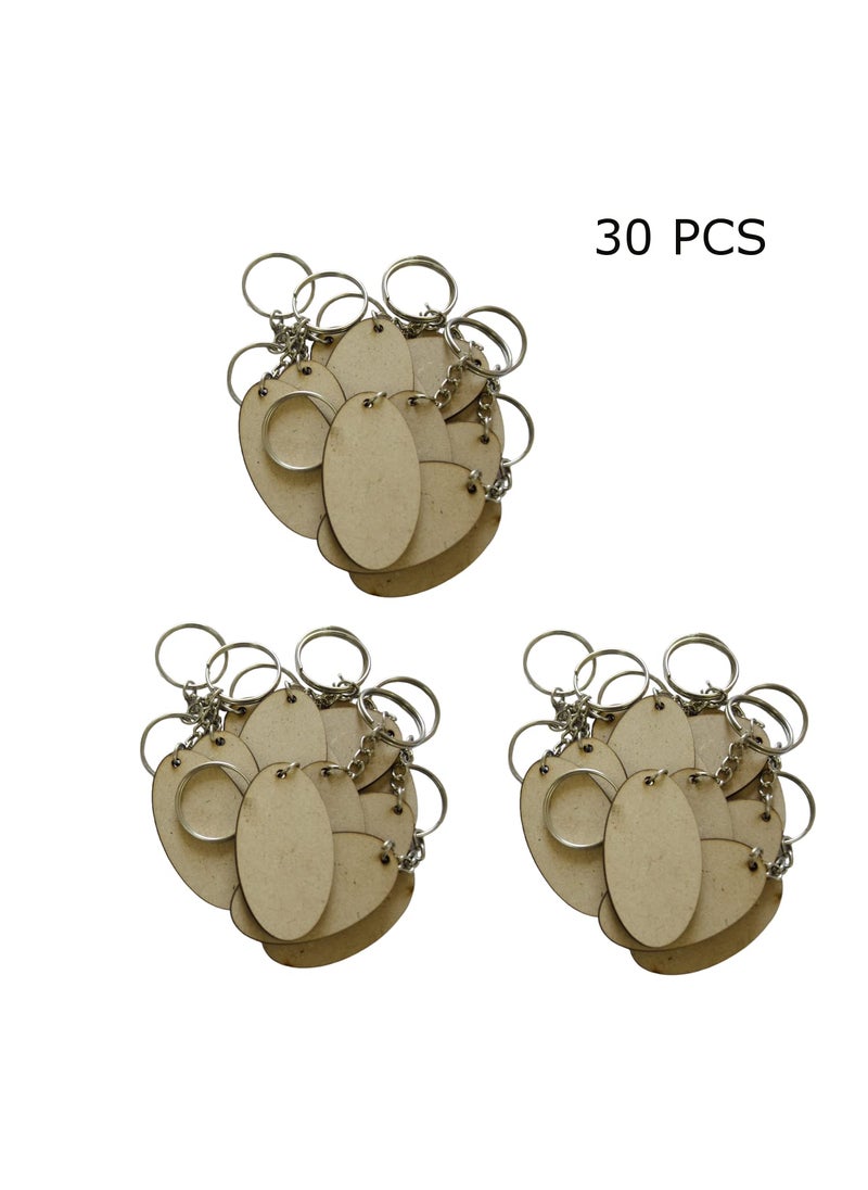Generic Ecomology 30 Pcs Oval Shape Key Chains With Ring 50 x 50 mm Mandala Art MDF Board MDF Cutouts For Art And Craft With Smooth Surface It Is Suitable For All Type Of Craft And Painting Activities  - Image 3