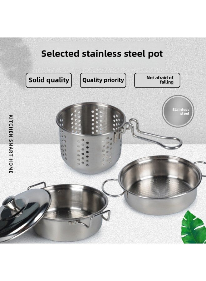 أواني ومقالي من الفولاذ المقاوم للصدأ قطع الفاكهة ألعاب المطبخ للأطفال أدوات المطبخ المنزلية للفتيات لعب الأدوار في الطبخ - المواصفات: مجموعة أوعية كبيرة من الفولاذ المقاوم للصدأ مكونة من 7+5 - Image 3