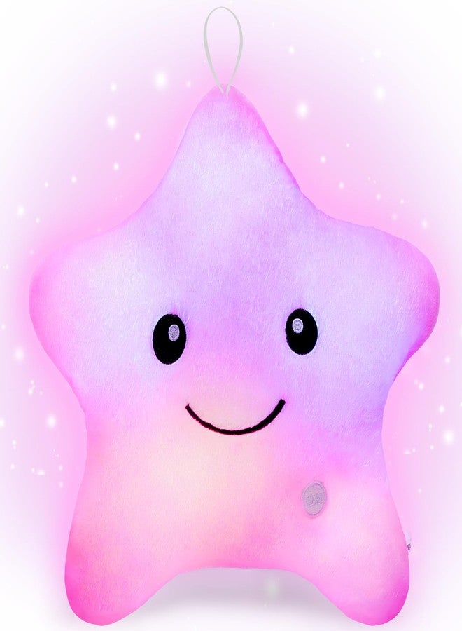 Subao Sensory Toys for Kids with Autism,14" Light Up Star Soft Plush Toddler Pillow,Autism Sensory Products,Stress Relief Kids ADHD Toys,Birthday Xmas Easter Gifts for Girls 3 4 5 6 7 8 9 10 Pink - Image 1