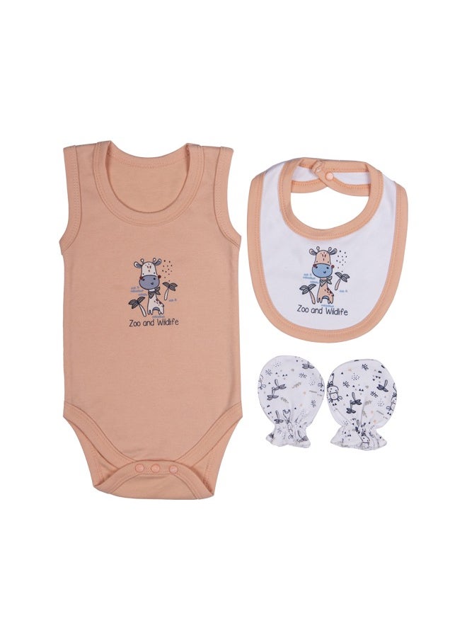 Babies Basic 7 Piece Unisex 100% Cotton Gift Set Include Bib, Blanket, Mitten, Cap, Romper, Top And Bottom Set  - Image 3