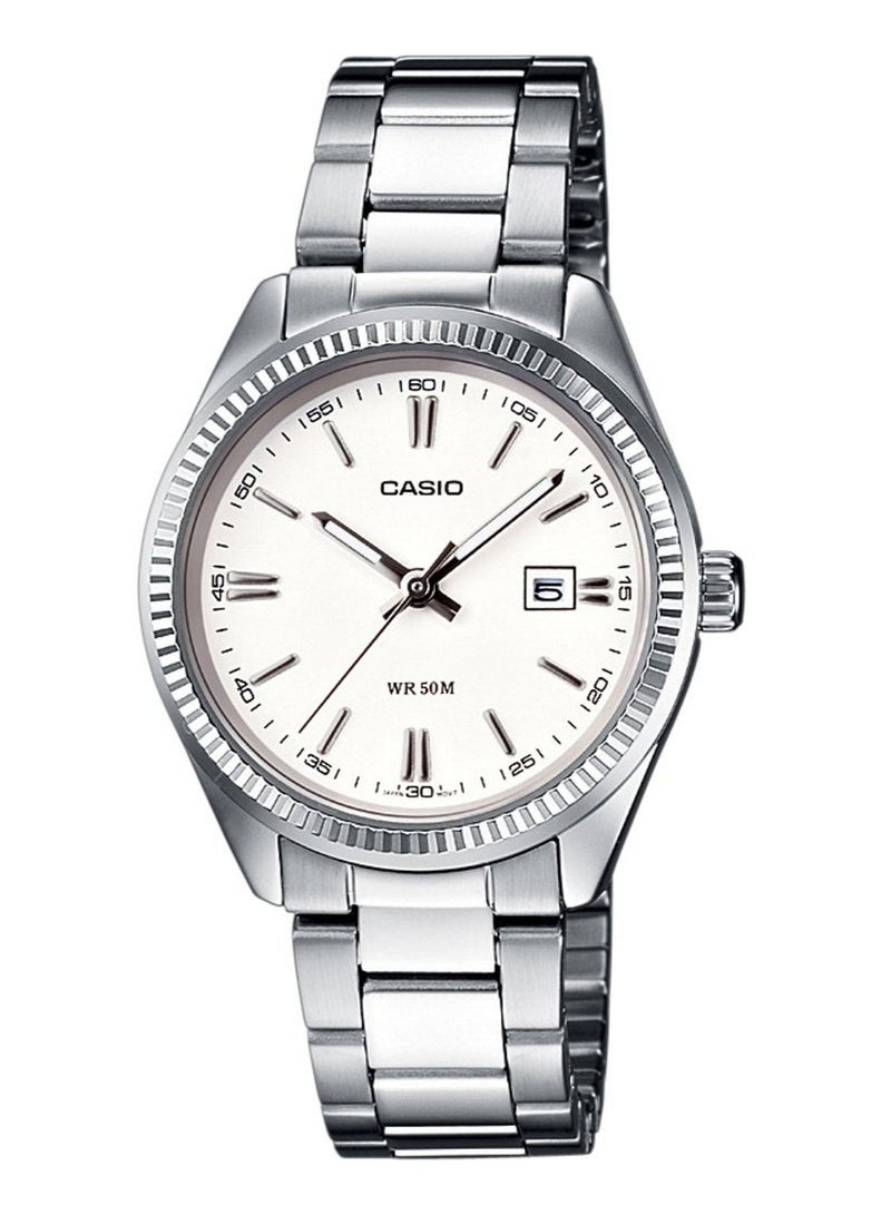 Casio Stainless Steel Men's Watch White Dial, Silver Band - MTP-1302PD-7A1VEF - Image 1