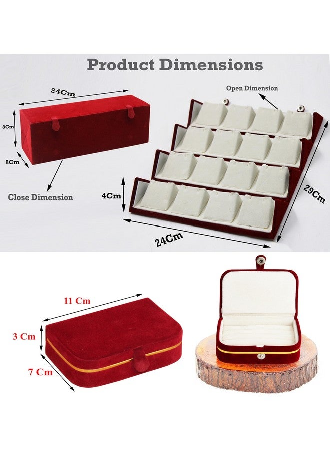 LUCES Cream Velvet Folding jewellery Vanity Box Make-Up pouch Multipurpose 16 pair Earrings With Free Ring Box Organizer - Image 3