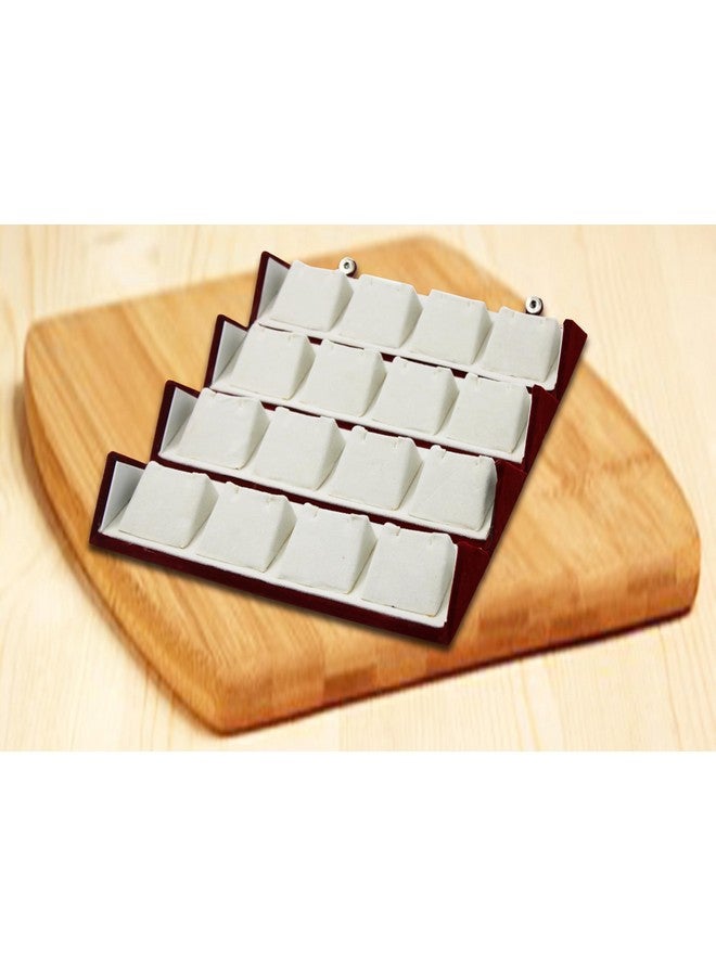 LUCES Cream Velvet Folding jewellery Vanity Box Make-Up pouch Multipurpose 16 pair Earrings With Free Ring Box Organizer - Image 5