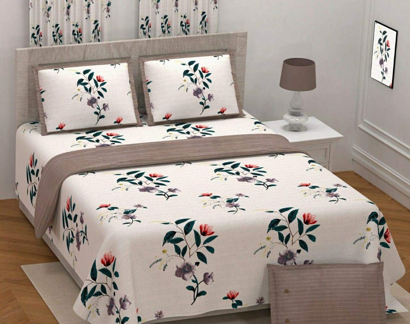 PURE COMFORT 100% Twill Cotton Supreme Quality Super King Size Double Bedsheet with 2 Pillow Covers (9ft X 9ft) - Image 4