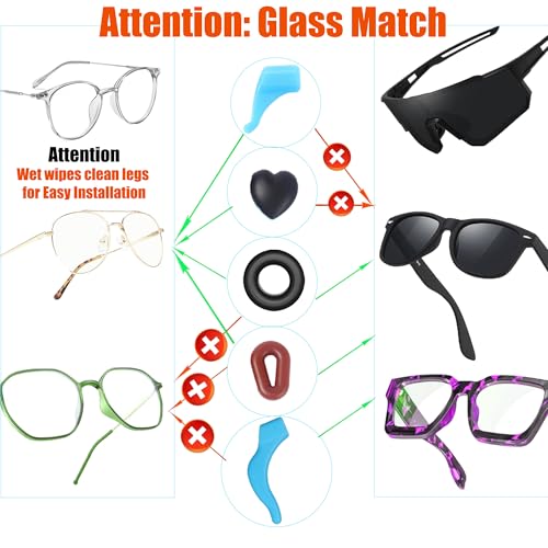 AURAADORN Eye Glasses Ear Grippers,Silicone Eyeglasses Ear Grip Eyewear Retainer-Sports Ear Grips for Glasses Ear Hooks (30 Pairs-5 Type) - Image 2