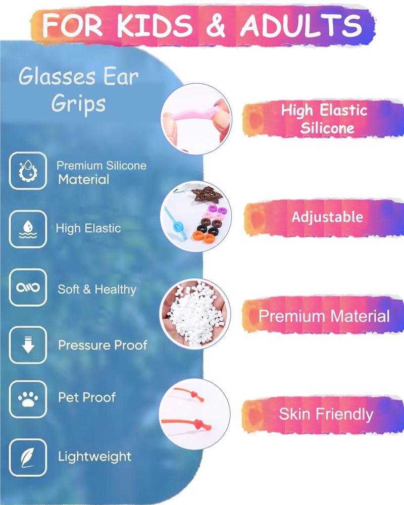 AURAADORN Eye Glasses Ear Grippers,Silicone Eyeglasses Ear Grip Eyewear Retainer-Sports Ear Grips for Glasses Ear Hooks (30 Pairs-5 Type) - Image 5
