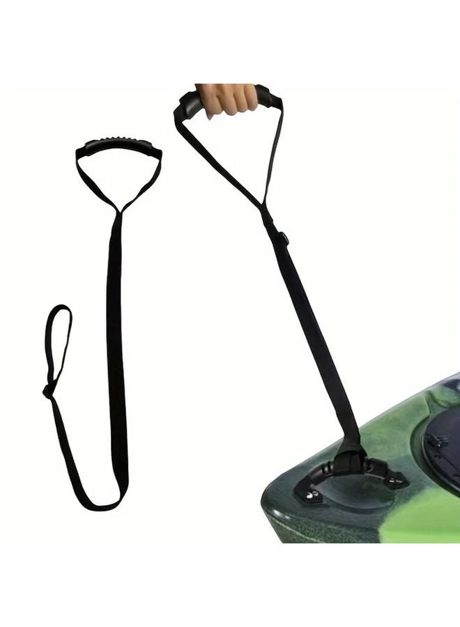 1 قطعة حزام حمل الكاياك الأسود مع مشبك قابل للتعديل وقبضة مريحة للزوارق والقوارب - Image 2