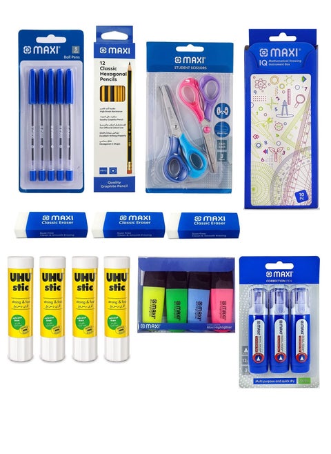 44-Piece School Stationery Value Pack Assorted Colors