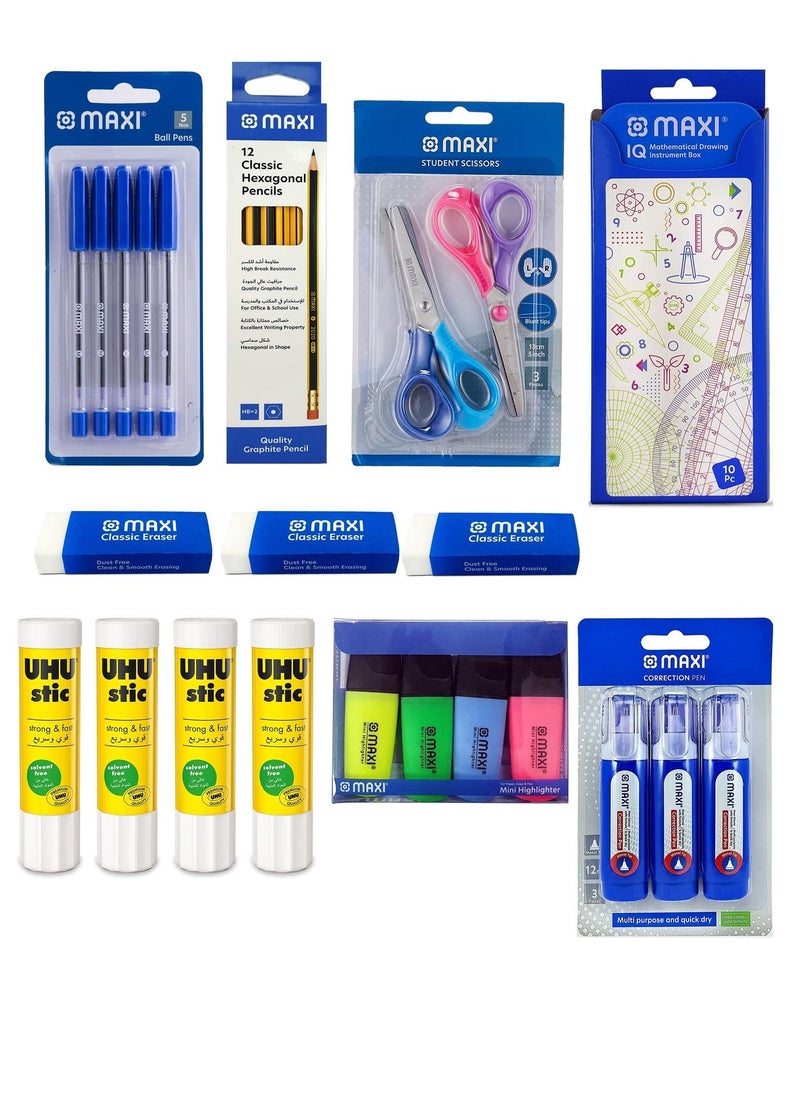 Maxi 44-Piece School Stationery Value Pack Assorted Colors  - Image 1