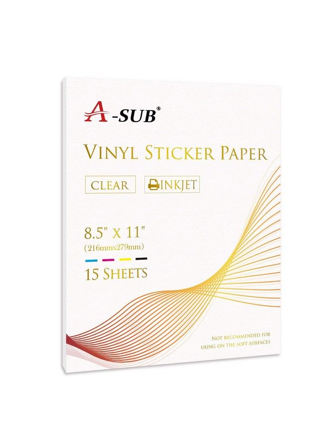 A-SUB Clear Sticker Paper For Inkjet Printers Waterproof Transparent Printable Vinyl Sticker Paper 15 Sheets 8.5X11 Inch Glossy Clear Label Paper For Custom Stickers Decals  - Image 1