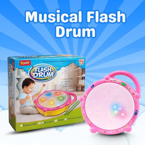 Wishluck Flash Drum Toy for Kids | Musical Drum with Sticks | Light & Sound Activity Toy for Toddlers | Educational Rhythm Toy for 1–4 Year Old Boys & Girls - Image 2