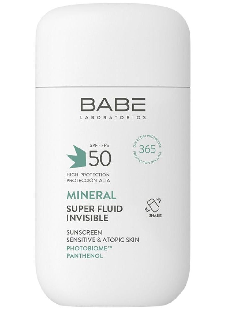 باب لابوراتوريوس واقي الشمس المعدني السائل من بابي بعامل حماية من الشمس 50 للبشرة الحساسة والحساسة، غير مرئي 50 مل - Image 1