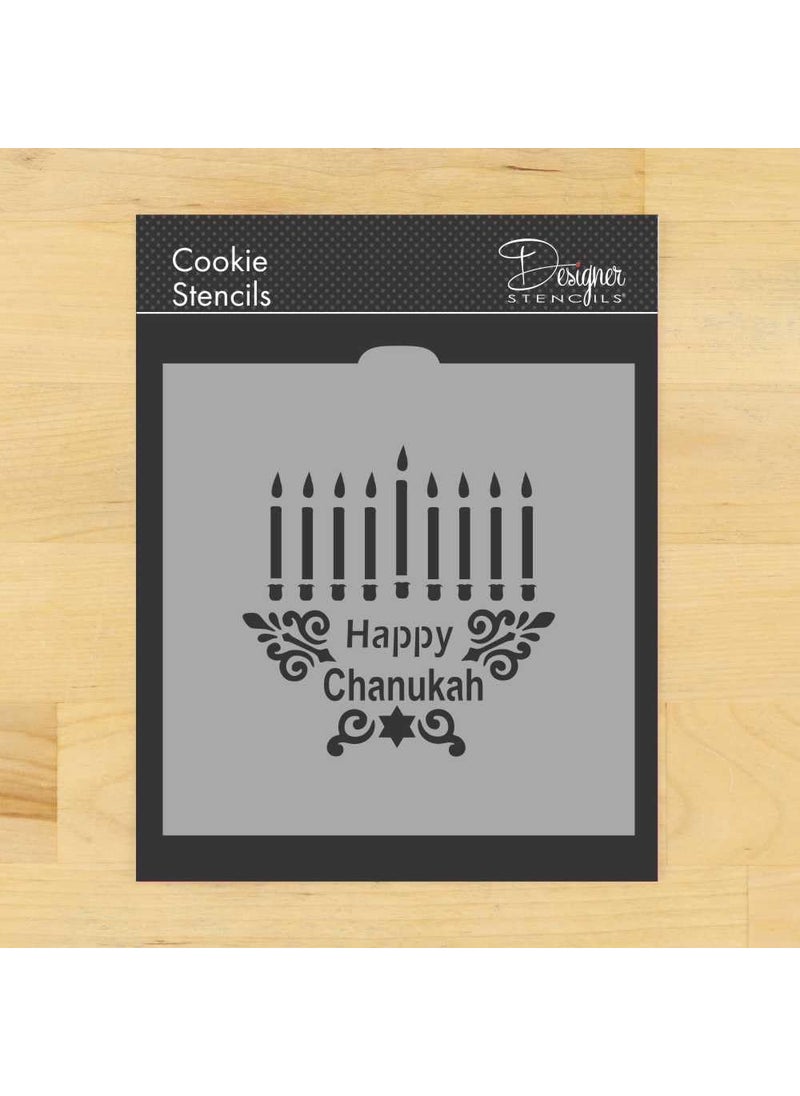 Designer Stencils - Happy Chanukah Menorah CM080 Cookie and Craft Stencil by Designer Stencils - Image 1
