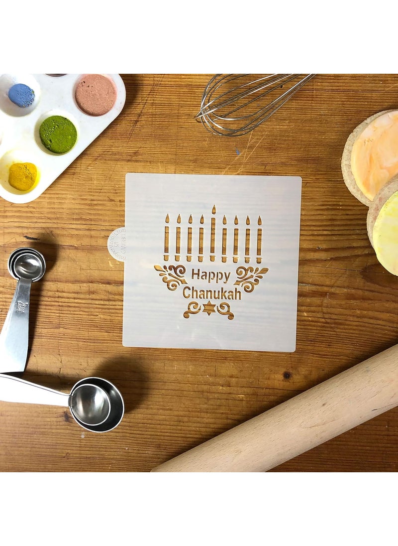 Designer Stencils - Happy Chanukah Menorah CM080 Cookie and Craft Stencil by Designer Stencils - Image 1