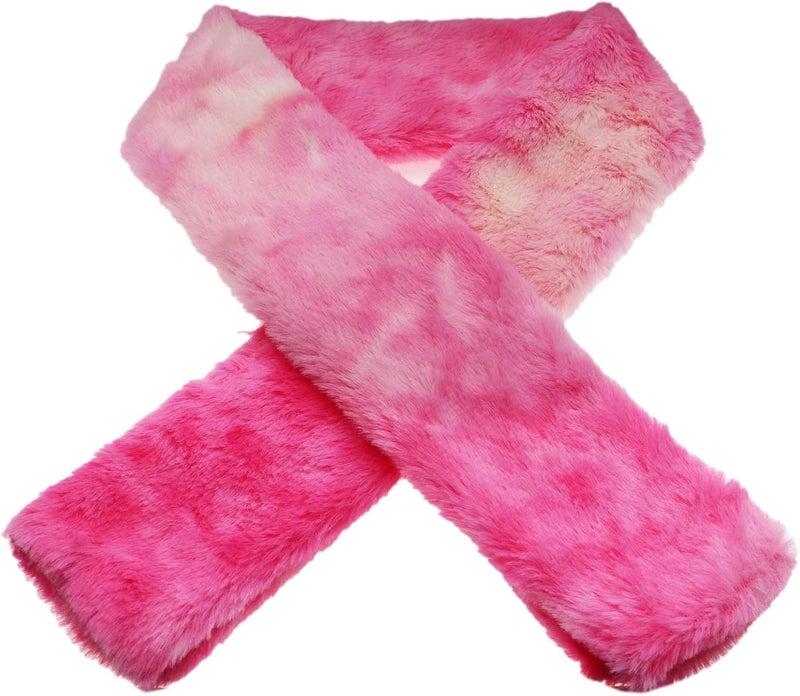 Newfancy Kids Winter Rainbow Scarf Gradient Cross Tie Collar Fluffy Fur Plush Shawl Wrap Neck Warmer for Toddler Girls Boys - Image 3