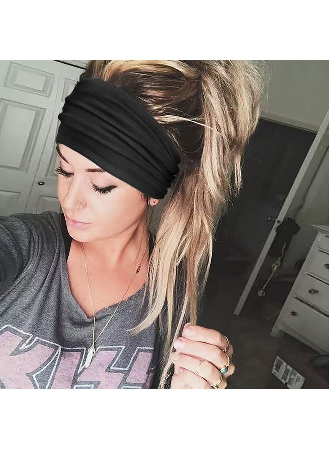 DRESHOW Wide Headbands For Women Elastic Turban Hair Bands Boho Head Bands For Women'S Hair Non-Slip Yoga Workout Hairband Girls Accessories 4 Pack - Image 4