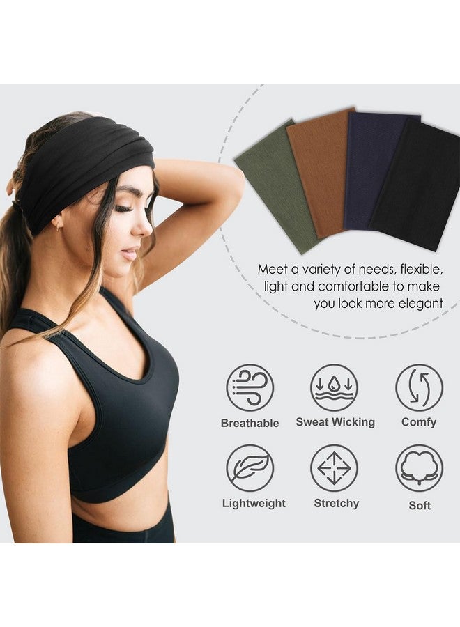 DRESHOW Wide Headbands For Women Elastic Turban Hair Bands Boho Head Bands For Women'S Hair Non-Slip Yoga Workout Hairband Girls Accessories 4 Pack - Image 2