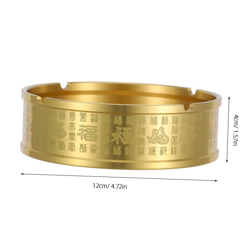 Vintage Brass Ashtray Round Ash Holder Artistic Home Office Patio Decor For Smokers - Image 3