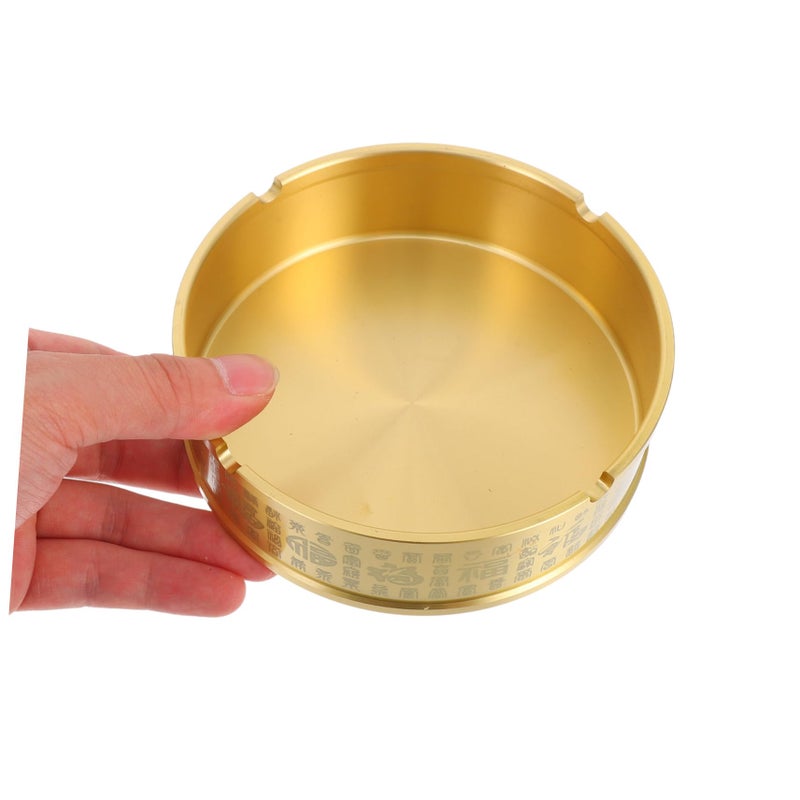 Vintage Brass Ashtray Round Ash Holder Artistic Home Office Patio Decor For Smokers - Image 4