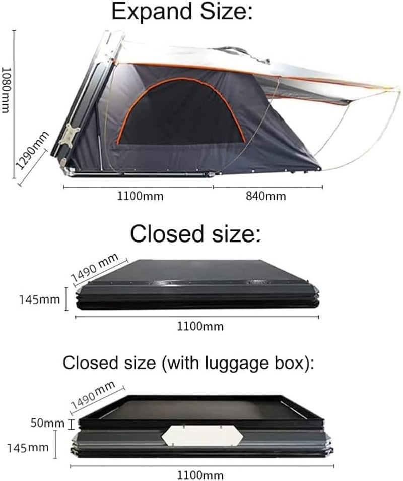 QUTBAG Fully Automatic Car Roof Tent, Side-Opening Rooftop Tent Sleeps 2-3 People, Self-Driving Camping Roof Tent with Telescopic Ladder, 3s Quick Opening Mobile Bedroom - Image 2