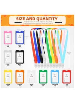 phomemo 10PCS Vertical Badge Holder with Lanyard Kit,10 Color Name Badge Holder, Waterproof Id Card Holder with Flat Lanyard, For Office, School, Double Sided Transparent Work Id Card Holder  - Image 3