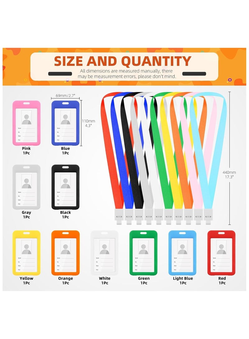 phomemo 10PCS Vertical Badge Holder with Lanyard Kit,10 Color Name Badge Holder, Waterproof Id Card Holder with Flat Lanyard, For Office, School, Double Sided Transparent Work Id Card Holder  - Image 3