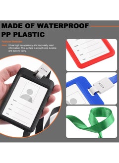 phomemo 10PCS Vertical Badge Holder with Lanyard Kit,10 Color Name Badge Holder, Waterproof Id Card Holder with Flat Lanyard, For Office, School, Double Sided Transparent Work Id Card Holder  - Image 4