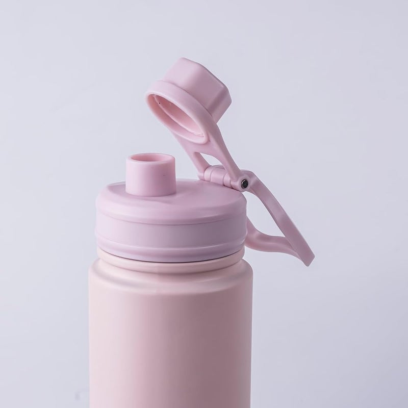 نيسان 1 Nessan 720ml قارورة سفر – قارورة فراغ من الفولاذ المقاوم للصدأ معزولة بجدار مزدوج للمشروبات الساخنة والباردة - وردي - Image 3