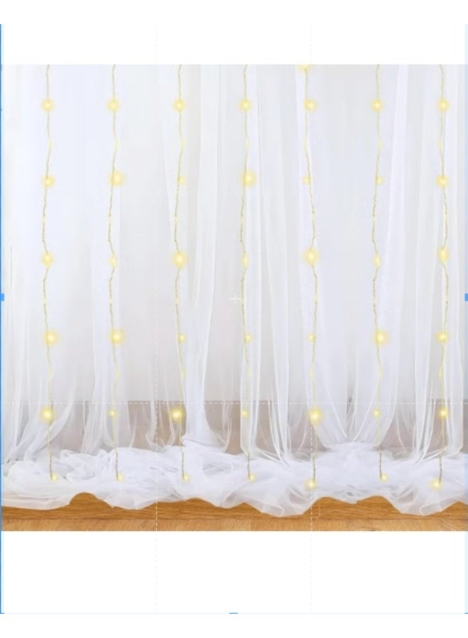 1iAM 3pcs White Decoration Net Light Combo 2pcs Large Stitched with Ribbon Nylon Made Reusable Soft Wrinkled Free 85x5ft Each Backdrop Decor Net 1pc 11m Rice Light for Any Party or Event