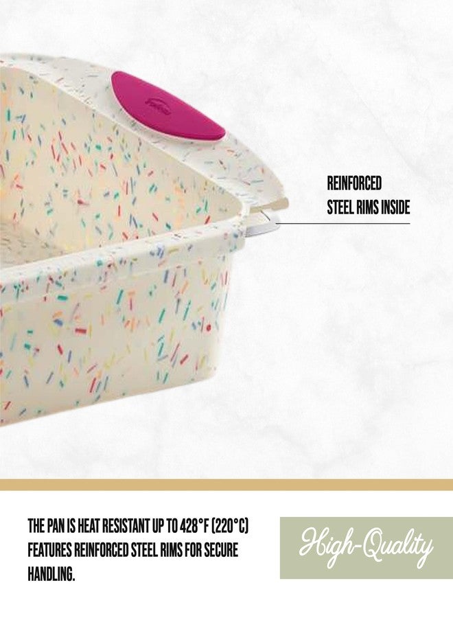 Trudeau 8x8in Confetti Silicone Cake Pan - Reinforced Hybrid of Flexible Silicone and Hard Lining for Shape Stability - Nonstick, BPA Free, Oven Safe to 428°F, and Dishwasher Safe - Image 4