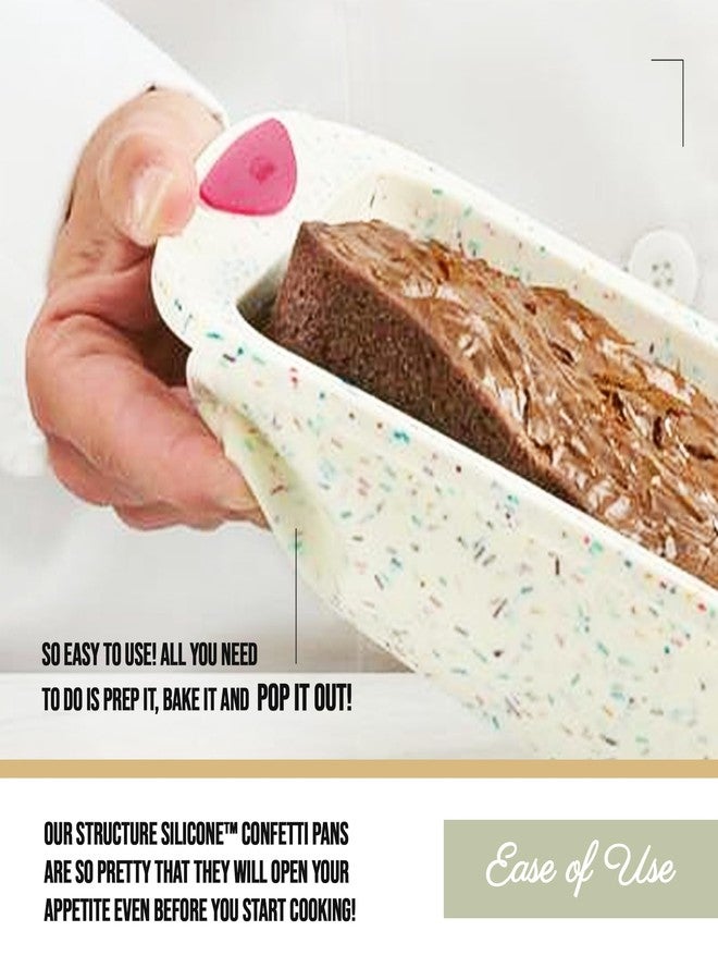 Trudeau 8x8in Confetti Silicone Cake Pan - Reinforced Hybrid of Flexible Silicone and Hard Lining for Shape Stability - Nonstick, BPA Free, Oven Safe to 428°F, and Dishwasher Safe - Image 3