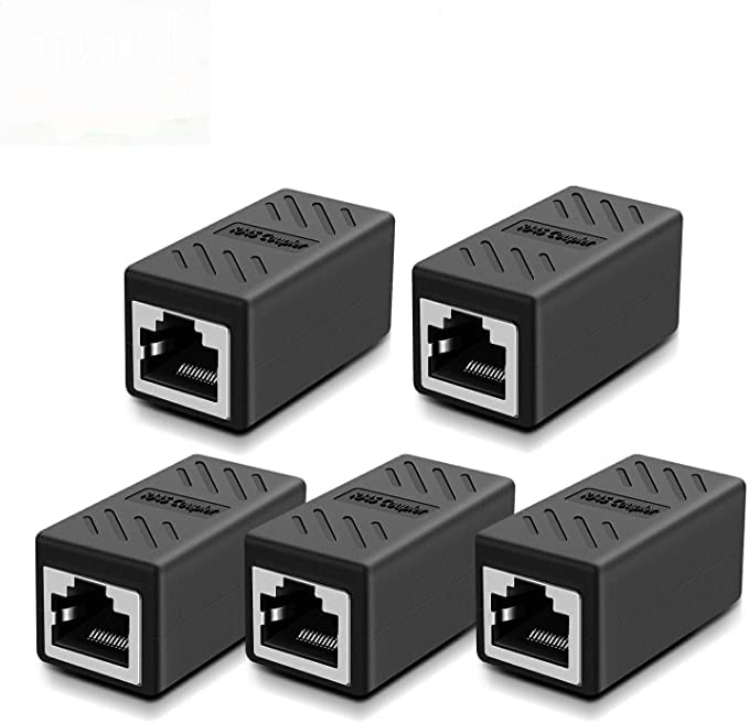 Sado موصل Sadow Shielded 8p8c RJ45، محول تمديد كابل Ethernet ADSL، موصل أنثوي إلى أنثوي، قابس موسع متوافق مع كابل Cat7 Cat6 Cat5e (عبوة من 5) - Image 1