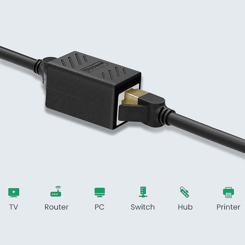Sado موصل Sadow Shielded 8p8c RJ45، محول تمديد كابل Ethernet ADSL، موصل أنثوي إلى أنثوي، قابس موسع متوافق مع كابل Cat7 Cat6 Cat5e (عبوة من 5) - Image 5
