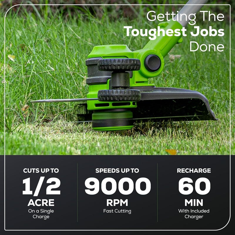 Greenworks 40V Cordless 2-in-1 Trimmer Edger (Gen 2) - 13" Lawn Weed Wacker for Fence & Sidewalk , Lightweight Gas Trimmer Alternative with Auto Feed Spool , 2.0Ah Battery & Charger (40-Min Runtime) - Image 4
