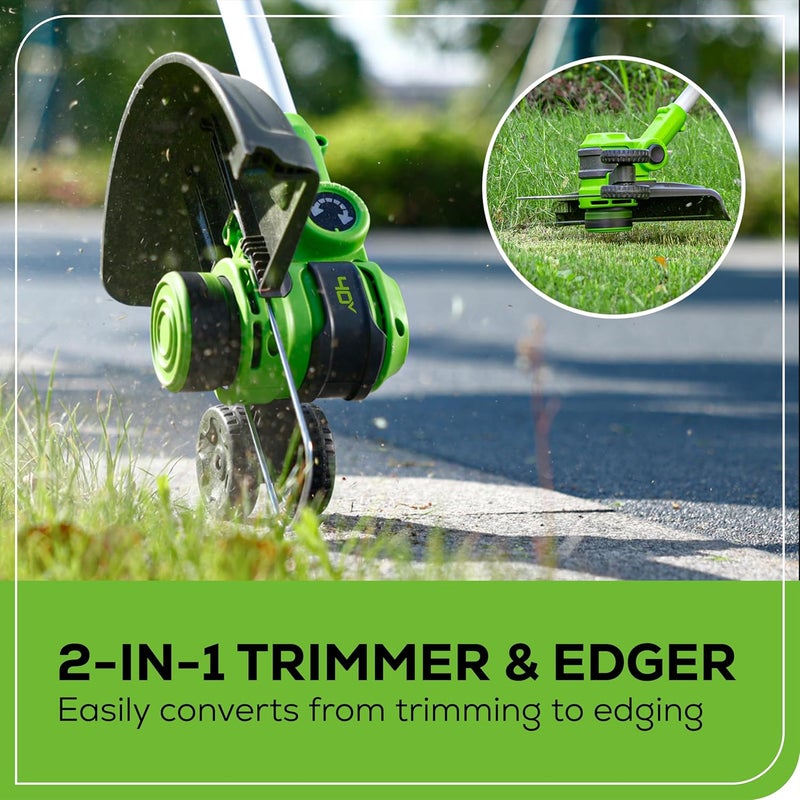 Greenworks 40V Cordless 2-in-1 Trimmer Edger (Gen 2) - 13" Lawn Weed Wacker for Fence & Sidewalk , Lightweight Gas Trimmer Alternative with Auto Feed Spool , 2.0Ah Battery & Charger (40-Min Runtime) - Image 5