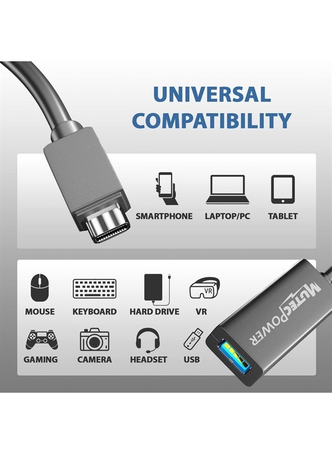 MutecPower - 16ft USB C to USB A adapter cable OTG USB 3.0 type C male to Active USB type A female With extension chipset signal repeater - 16 Foot 5m - compatible with Macbook Apple Samsung Galaxy Dell - Image 1