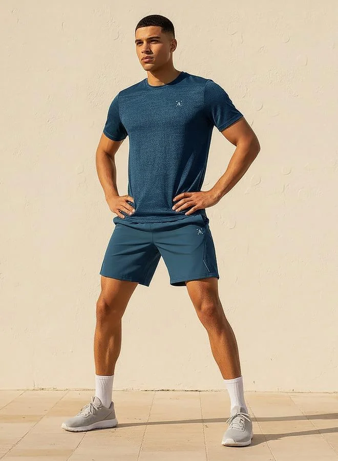 Splash Active Blue Men Performance Perforated Panel Shorts for Men | Best Price UAE