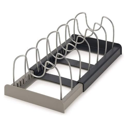 GNOLY GNOLY Multifunctional Rack Storage Organizer 7 Dividers Kitchen Rack Organizer for Lid Pots Pans Space Saving Adjustable Shelf Pan Pot Lid Cutting Board Drying Cookware Rack Organizer 1Pcs - Image 1