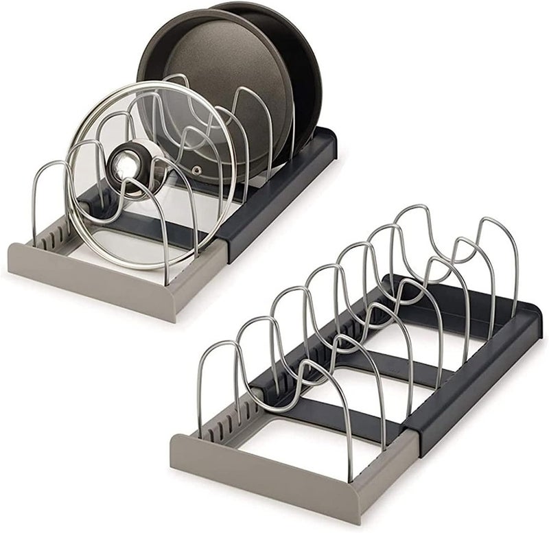 GNOLY GNOLY Multifunctional Rack Storage Organizer 7 Dividers Kitchen Rack Organizer for Lid Pots Pans Space Saving Adjustable Shelf Pan Pot Lid Cutting Board Drying Cookware Rack Organizer 1Pcs - Image 2