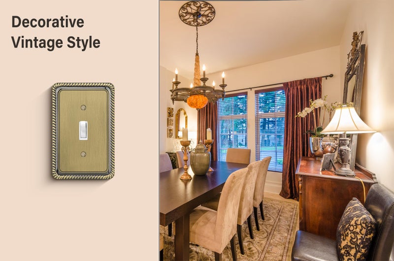 Henne Bery Rope Edge Decorative Wall Plate Switch Plate Outlet Cover (Single Toggle, 2 Pack, Antique Brass) - Image 5