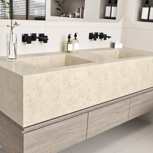 Wallderful 11.8"x118" Beige Granite Wallpaper Cement Wallpaper Peel and Stick Countertops Waterproof Marble Contact Paper for Bathroom Kitchen Backsplash Natural Granite Paper Vinyl Counter Top Covers - Image 3