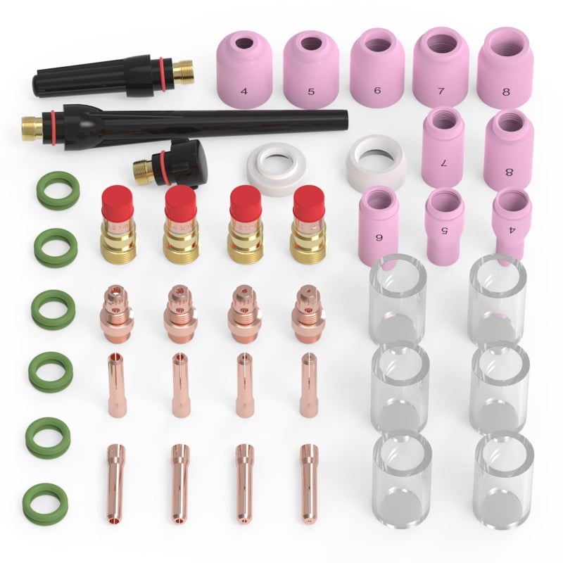 TOOLIOM 49PCS TIG Welding Torch Accessories Kit Stubby Gas Lens Glass Cup Ceramic Cup Back Cap Kit for WP-17/18/26 - Image 2