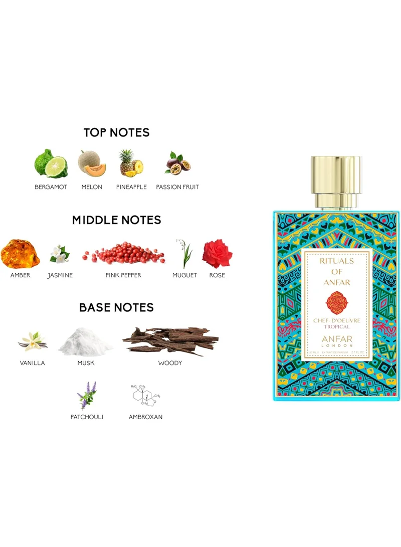 Anfar  Anfar Rituals of Anfar Chef-Doeuvre Tropical Extrait de Parfum 80ml – Long Lasting Men’s Fruity Perfume with Bergamot, Pineapple & Melon  | Best Price UAE