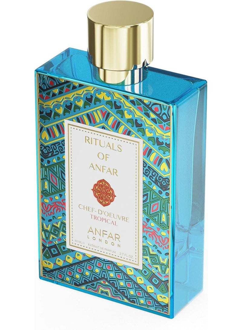 Anfar Rituals of Anfar Chef-Doeuvre Tropical Extrait de Parfum 80ml – Long Lasting Men’s Fruity Perfume with Bergamot, Pineapple & Melon - Image 1